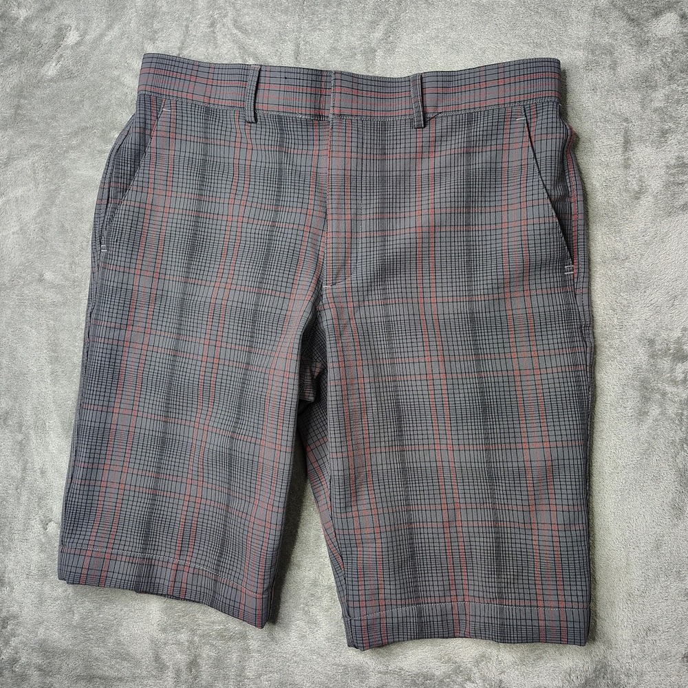 Under Armour Storm Golf Shorts Mens 34 Grey Orange Plaid Performance Stretch 11"